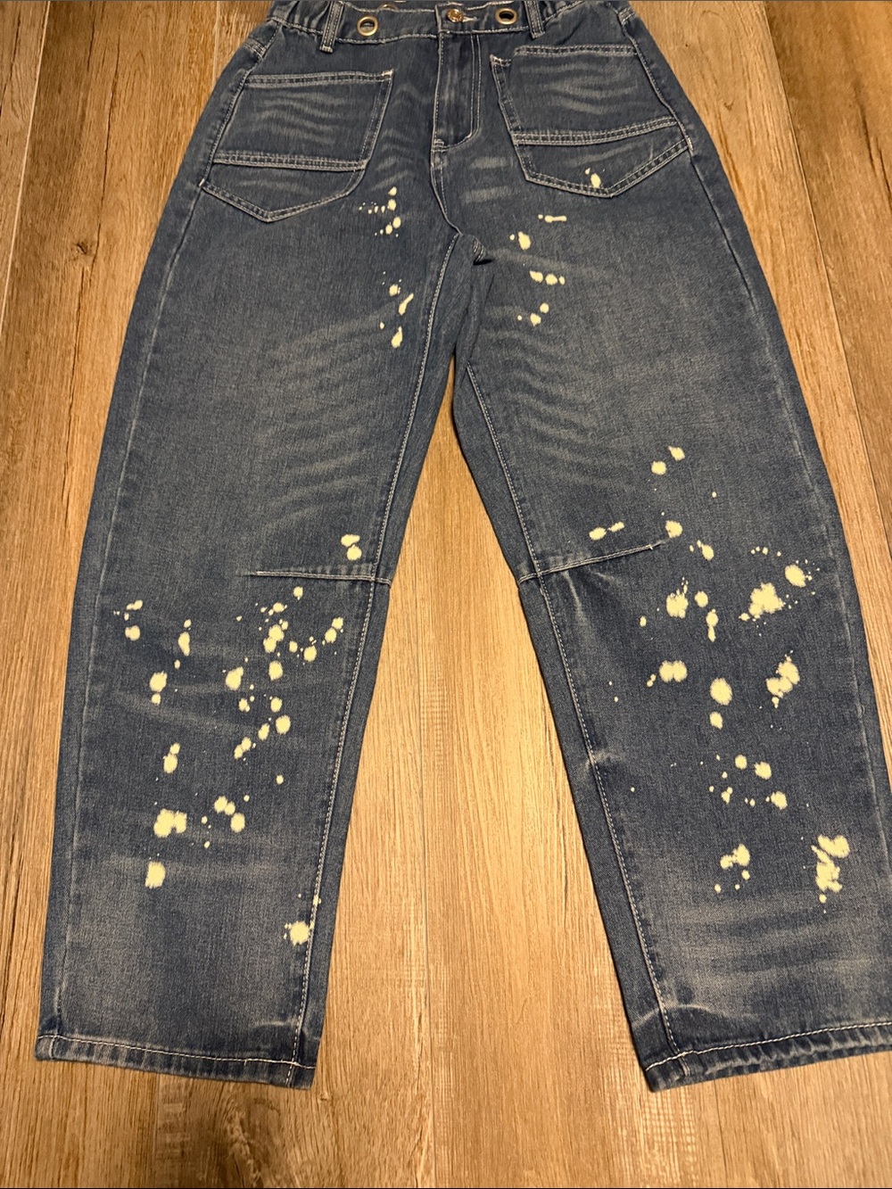 New Collection  paint splatter barrel jeans